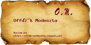 Offák Modeszta névjegykártya